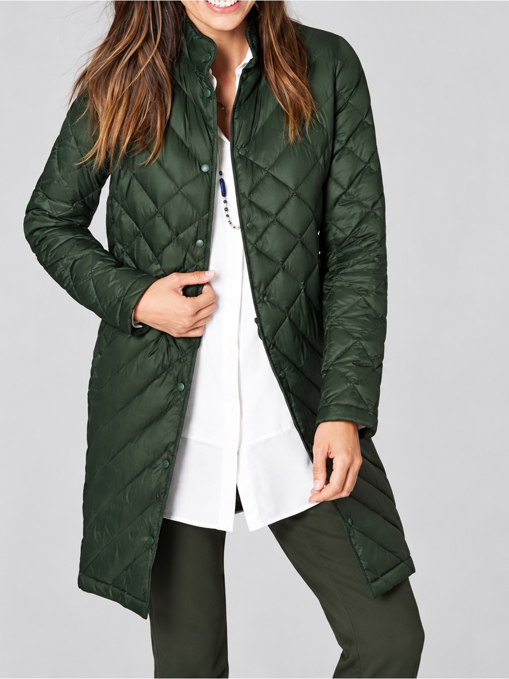 J JILL New Down Oversized Diamond Quilted Lightweight Packable Puffer Coat